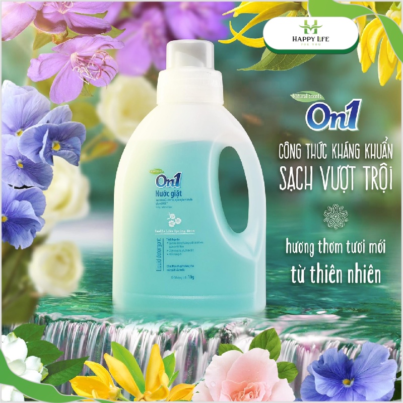 Nước giặt xả On1, nước giặt Lix đậm đặc thơm lâu giữ màu cửa trước, cửa trên, giặt tay túi 3,5kg - Happy Life 4U
