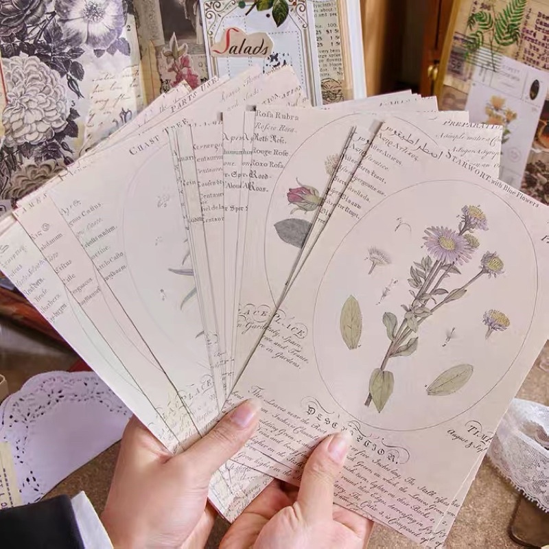 Giấy Nền Lớn 14*20cm Phong Cách Cổ Điển Vintage Retro Trang Trí Sổ Tay Bullet Journal Stationery
