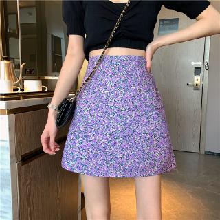 Chân váy chữ a họa tiết hoa phong cách retro xinh xắn cho nữ
