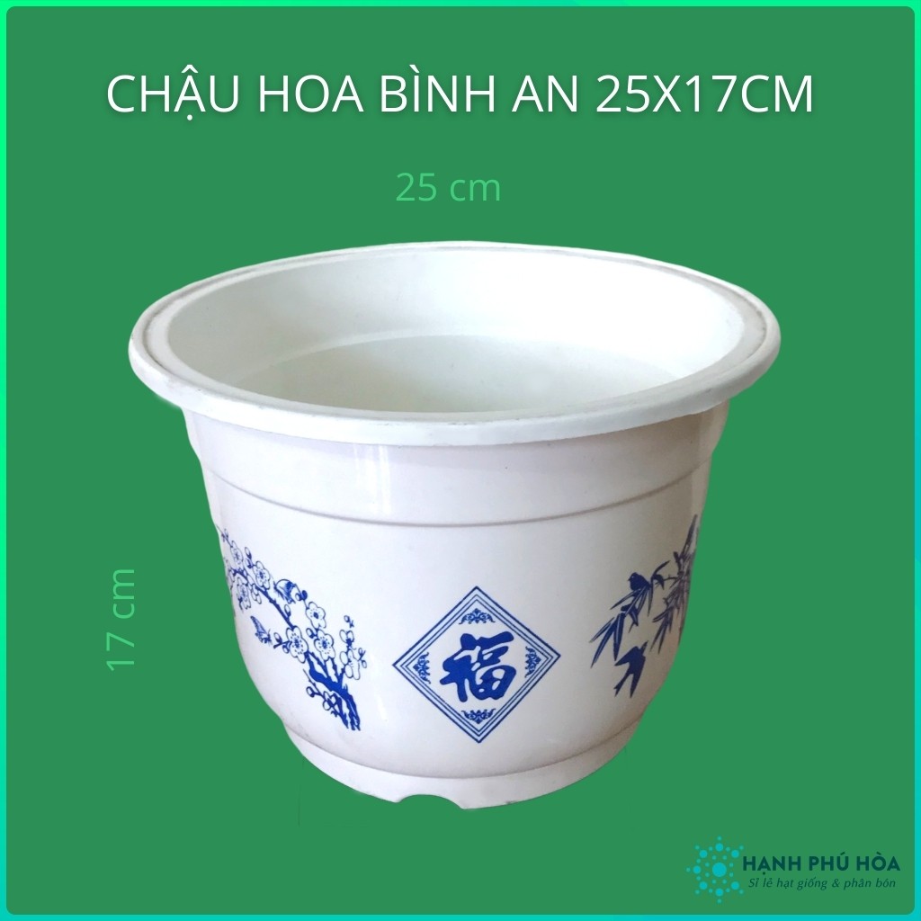 Chậu Nhựa Tròn Trồng Hoa Lan, Cây Kiểng Bình An Xanh Kích Thước 25cm, 28cm - Chậu Nhựa , Đẹp, Nhẹ, Chắc Chắn, Có Hoa Văn