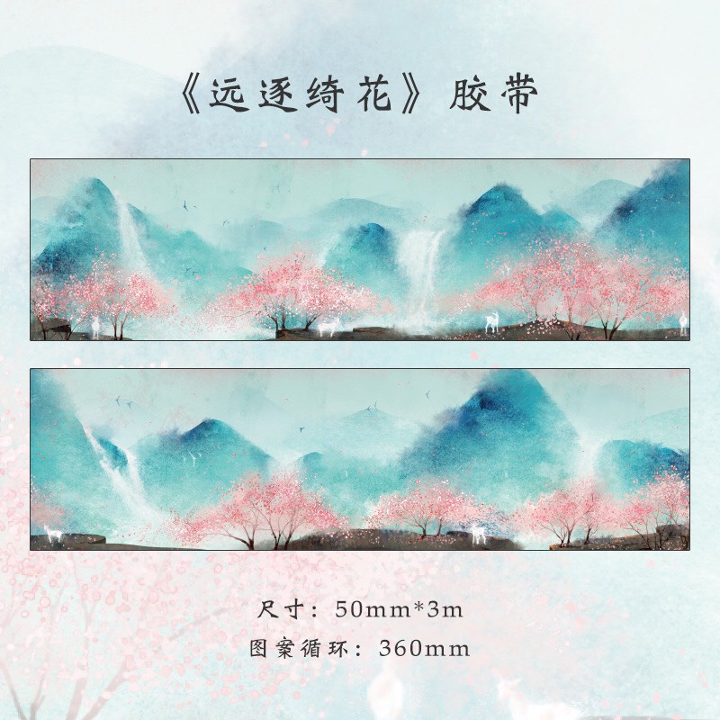 Băng keo washi tape phong cảnh cổ trang sổ tay bullet journal Canarystore54