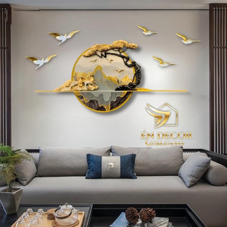 Tranh Phong Cảnh Treo Tường Song Mã Nghệ Thuật, Tranh Sắt, TD11, Én Decor