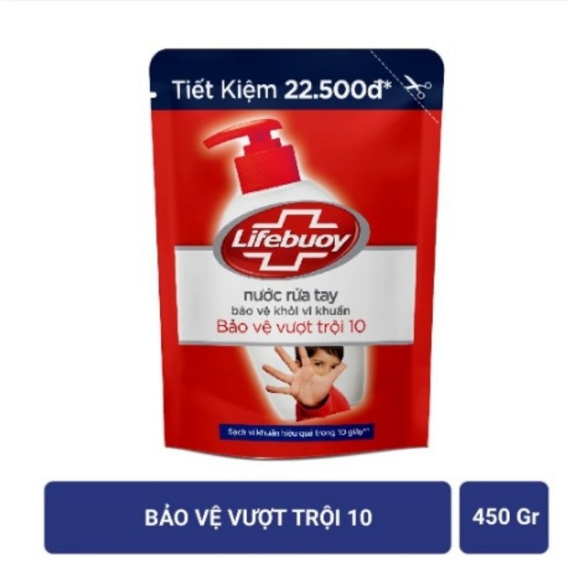 nước rửa tay lifebuoy túi 450g( bảo vệ vượt trội 10)