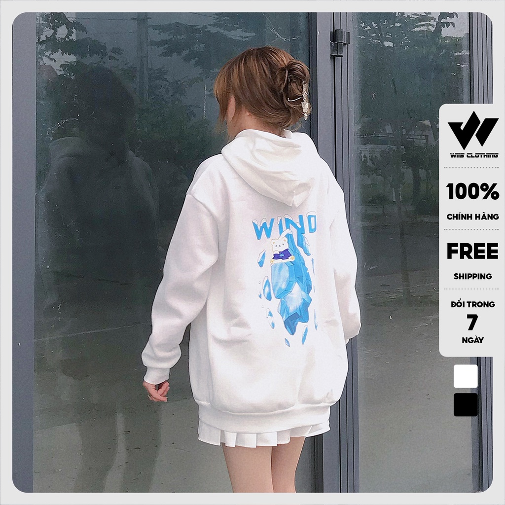 Áo hoodie unisex WIIS form rộng nỉ nam nữ HD22 thời trang thu đông oversize
