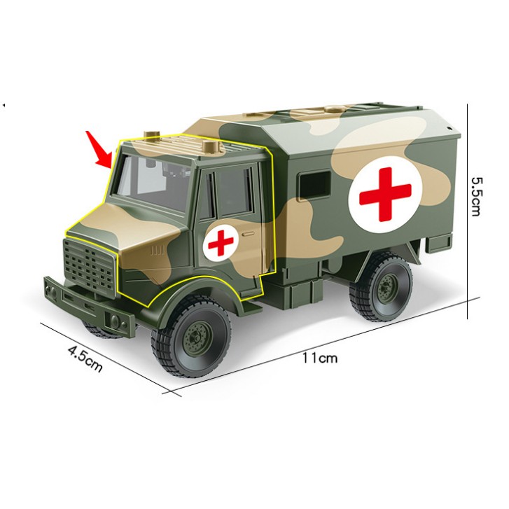 Bộ sưu tập 6 xe quân sự đồ chơi cho bé gồm xe tăng, máy bay, xe bọc thép, xe chỉ huy, xe cứu thương, xe tải