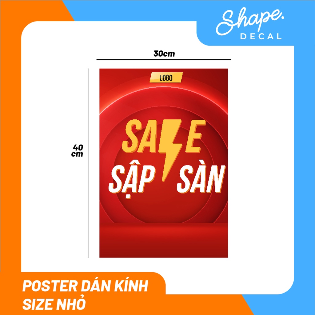 Decal Dán Kính Poster Sale - ảnh thật - chống nước