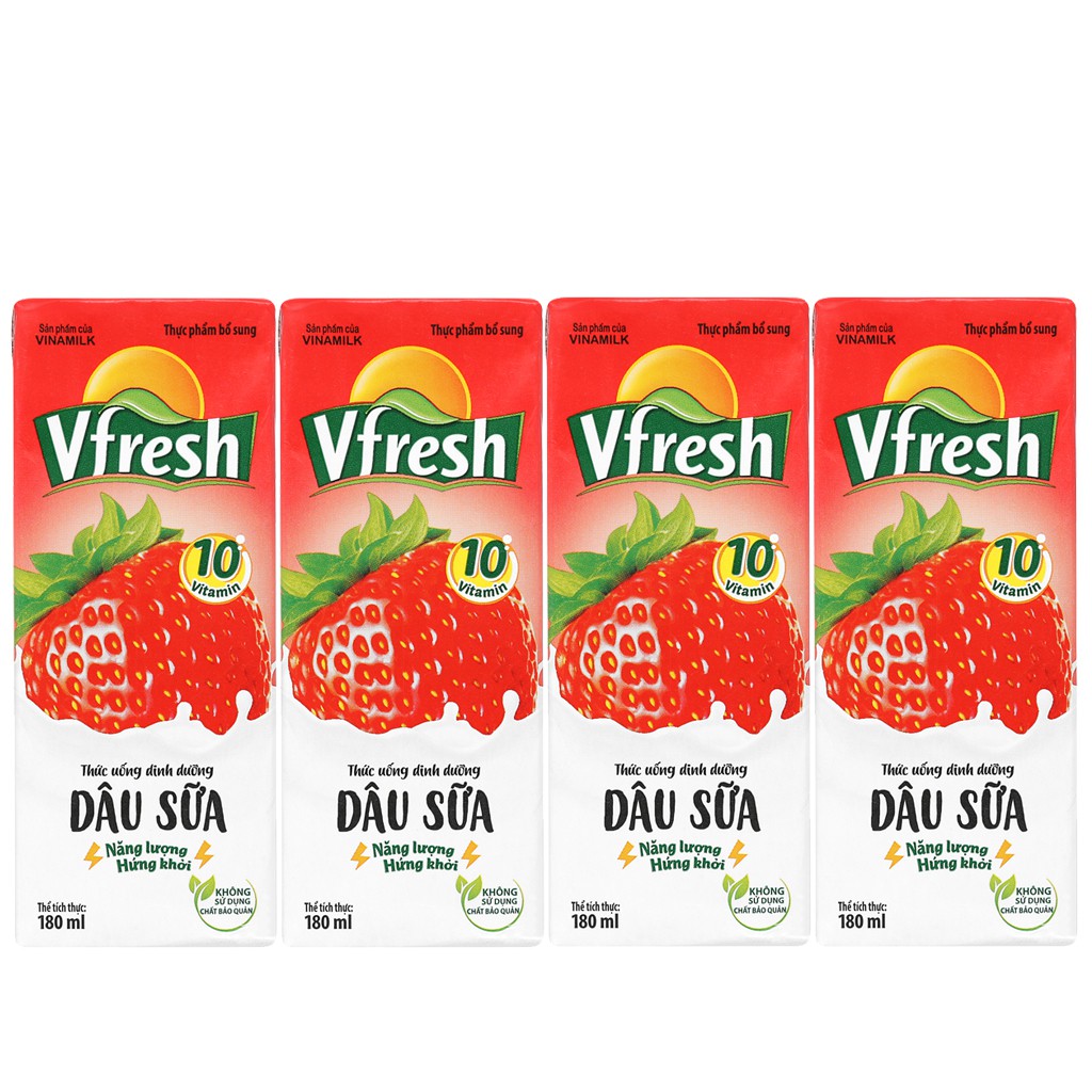 Nước dâu sữa Vfresh lốc 4 hộp