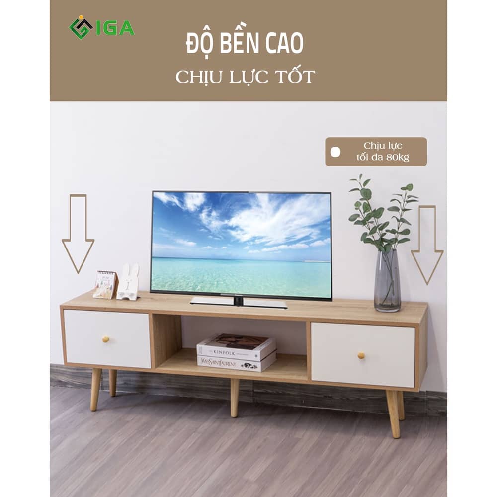 Kệ tivi để sàn bàn trà UJ21 thông minh hiện đại 2 ngăn kéo sang trọng phòng khách- GP155.31