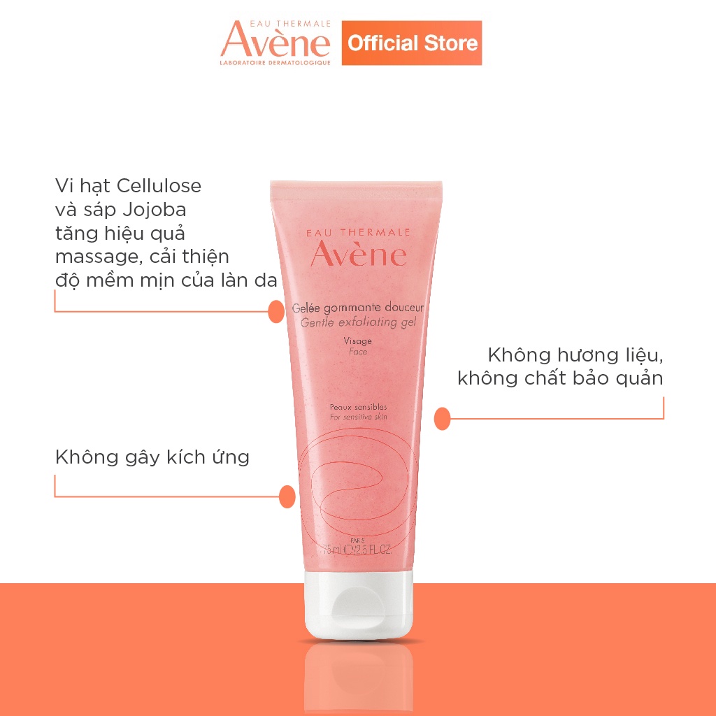 Gel tẩy tế bào chết dịu nhẹ cho da nhạy cảm AVÈNE GENTLE EXFOLIATING GEL 75ml