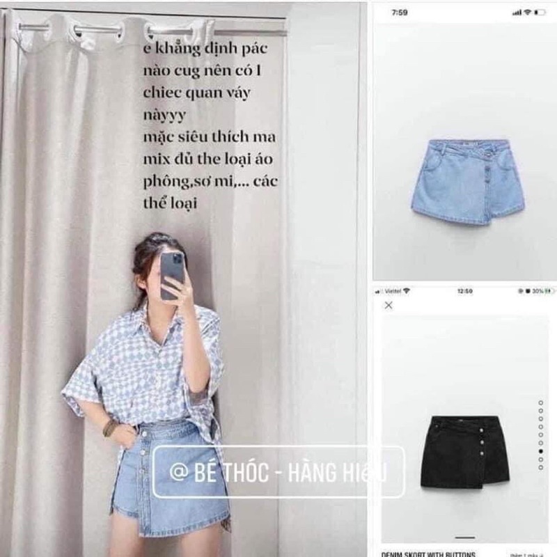 RẺ VÔ ĐỊCH Quần Sooc Jeans Giả Váy Vạt Chéo siêu xinh