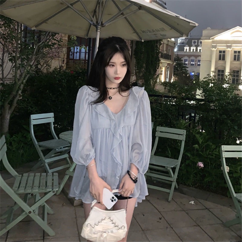 Áo sơ mi babydoll bèo nàng thơ xinh xắn