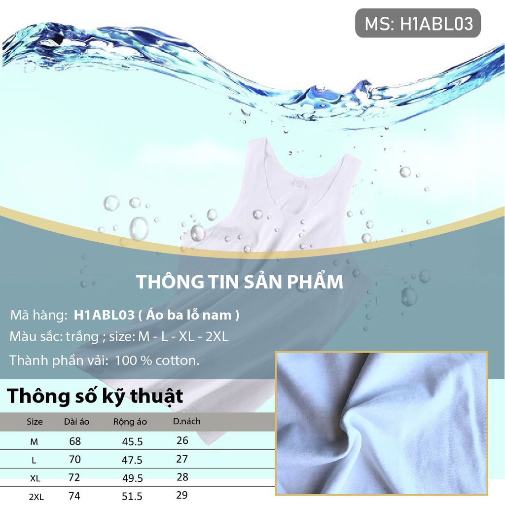 Áo ba lỗ PALVIN, dáng ôm vừa, cotton mềm mịn , mặc lót mặc phối - H1ABL01