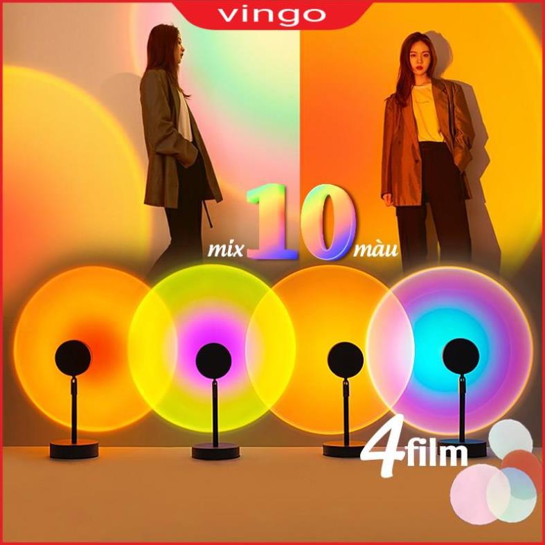 Đèn hoàng hôn 𝟒 𝐟𝐢𝐥𝐦 𝐦𝐢𝐱 𝟏𝟎 𝐦𝐚̀𝐮, đèn led tiktok quay livestream, dây USB dài 190cm vingo.vn