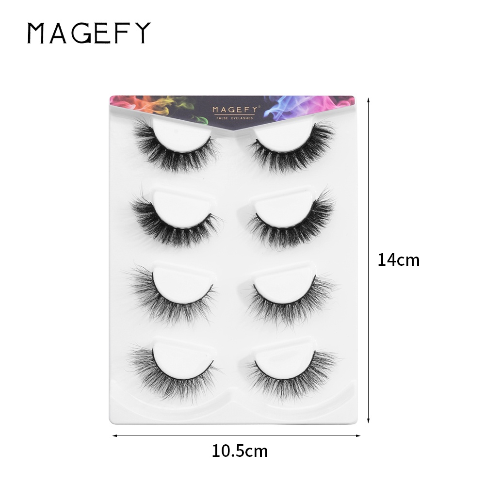 Set 4 cặp lông mi giả MAGEFY dày và cong tự nhiên tái sử dụng được
