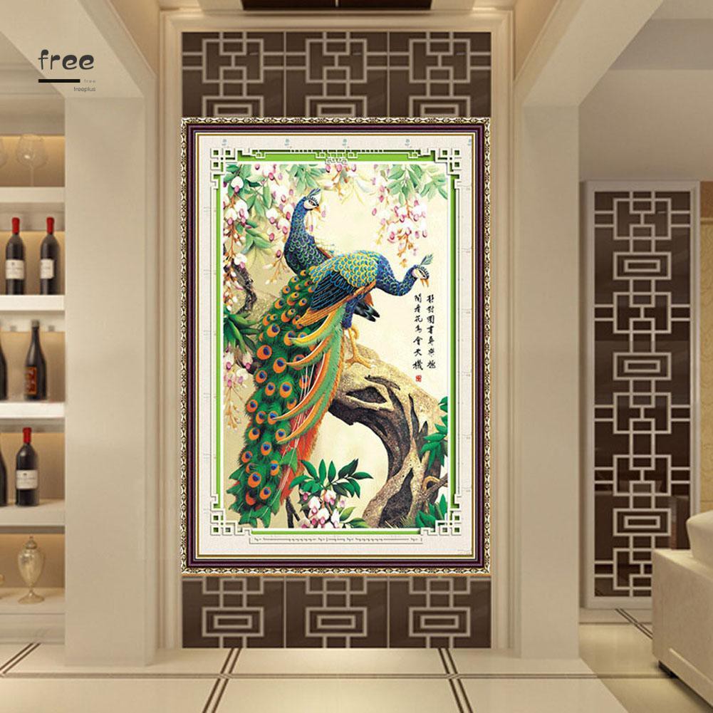 Bộ Tranh Đính Đá 5d DIY Hình Chim Công Cá Tính