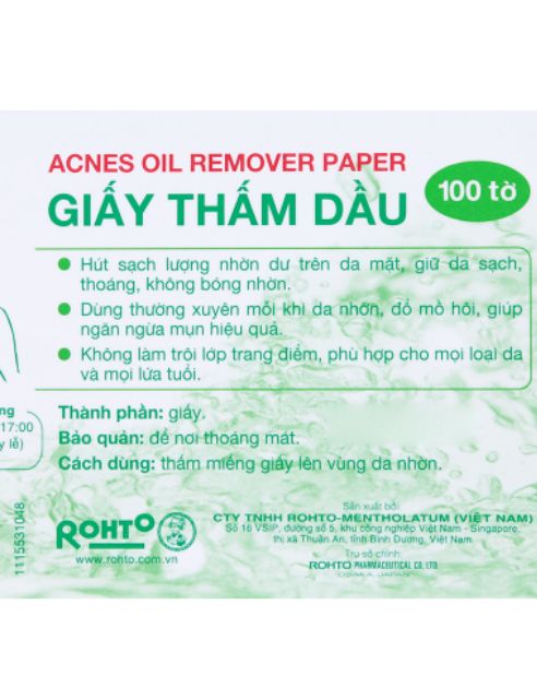 GIẤY THẤM DẦU ACNE S 100 tờ