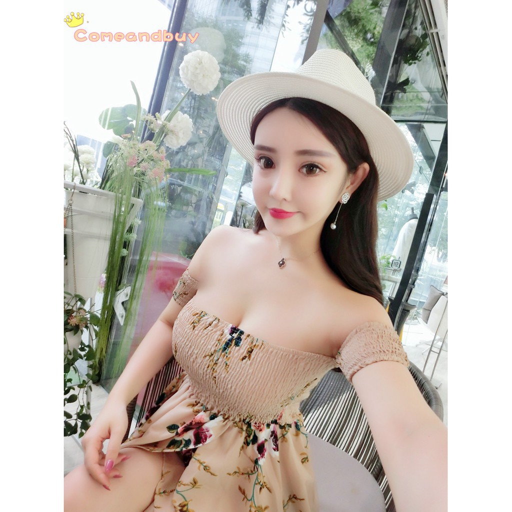 Đầm maxi trễ vai họa tiết hoa duyên dáng và điệu đà cho nữ | BigBuy360 - bigbuy360.vn