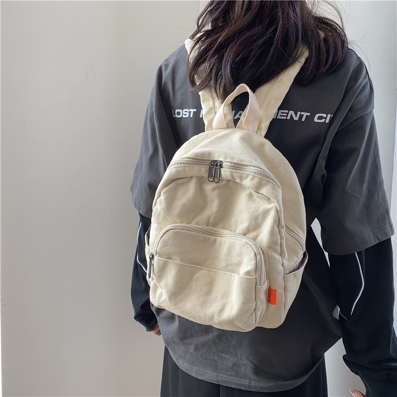 Ba Lô Canvas Mini Màu Trơn Xinh Xắn Cho Nữ