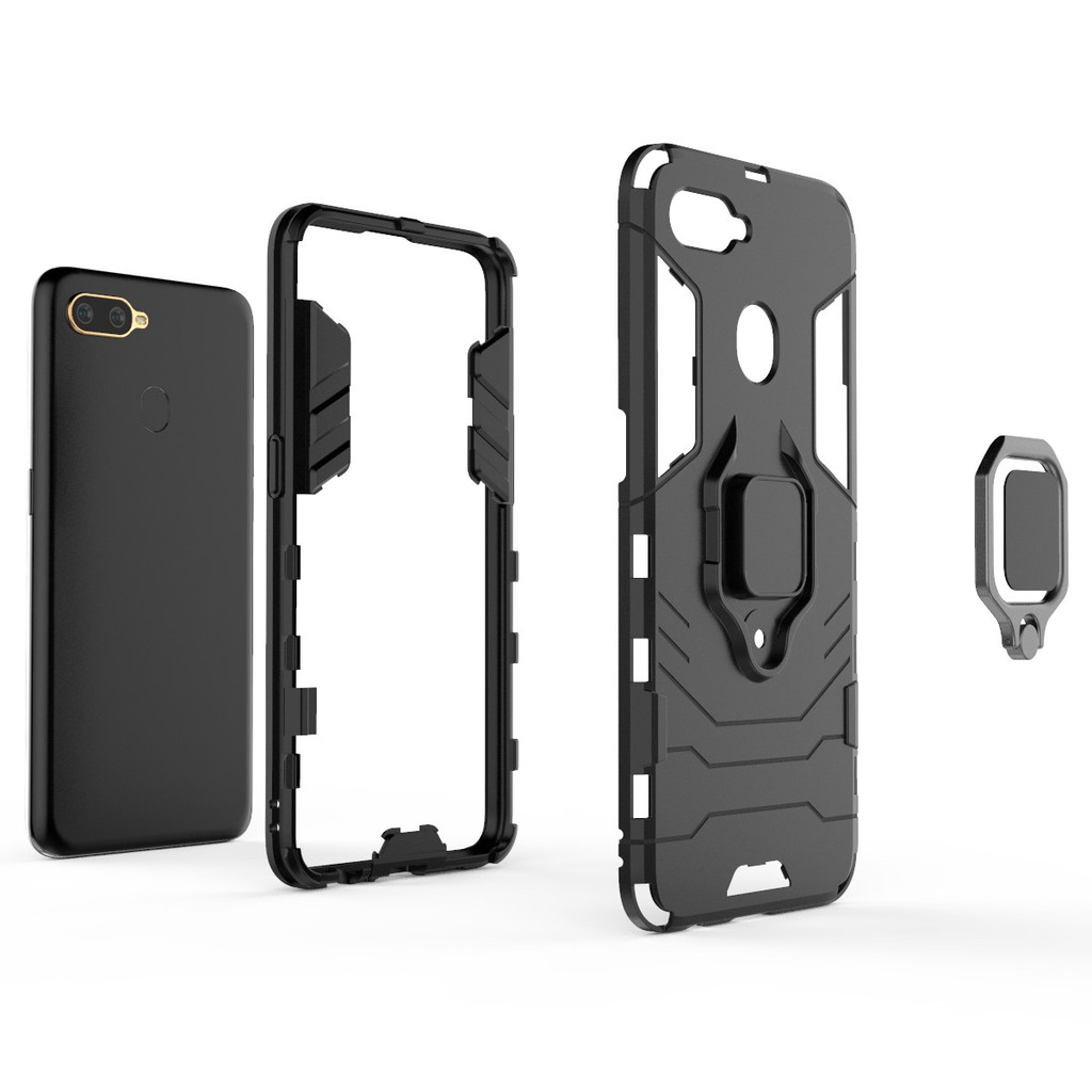 Ốp Điện Thoại Pc Cứng Kiểu Giáp Kèm Giá Đỡ Nhẫn Từ Tính Chống Sốc Cho Oppo A7 A5S A12 A11K