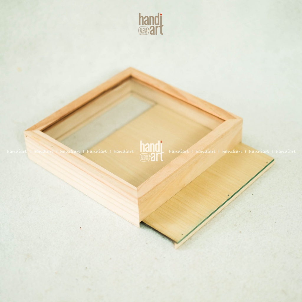 Hộp gỗ trang trí 20x20x4.5cm - Hộp đèn 3D, tranh hộp