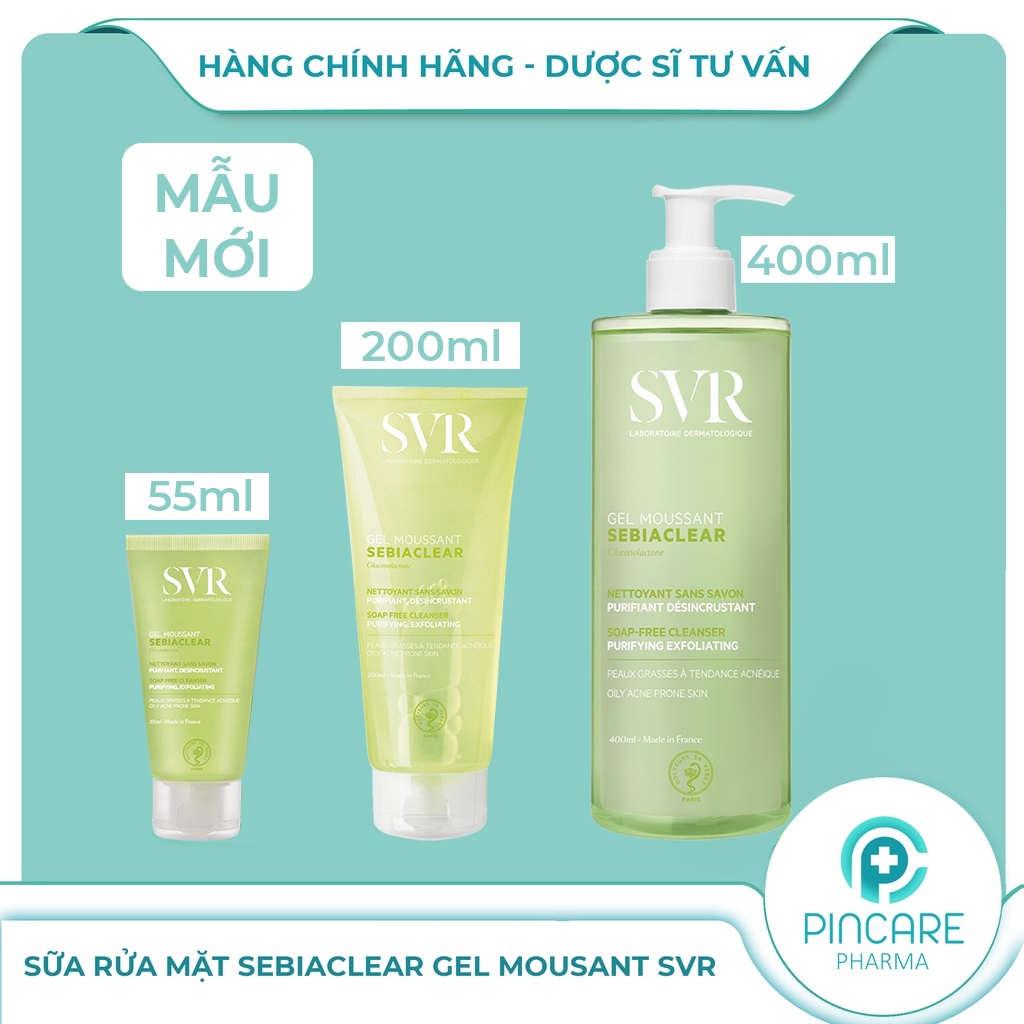 Sữa rửa mặt SVR cho da dầu mụn, srm SVR Sebiaclear Gel Mousant  - Hàng chính hãng - Nhà thuốc PinCare