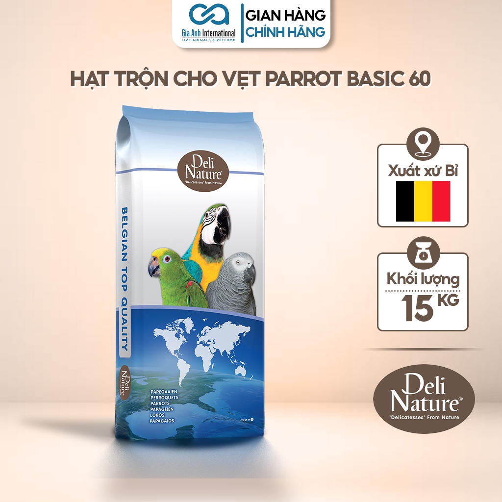 Hạt Trộn Bổ Sung Dinh Dưỡng Dành Cho Vẹt - Deli Nature Parrot Basic Giúp Chim Khoẻ Mạnh, Tăng Trưởng Tốt Bao 15kg