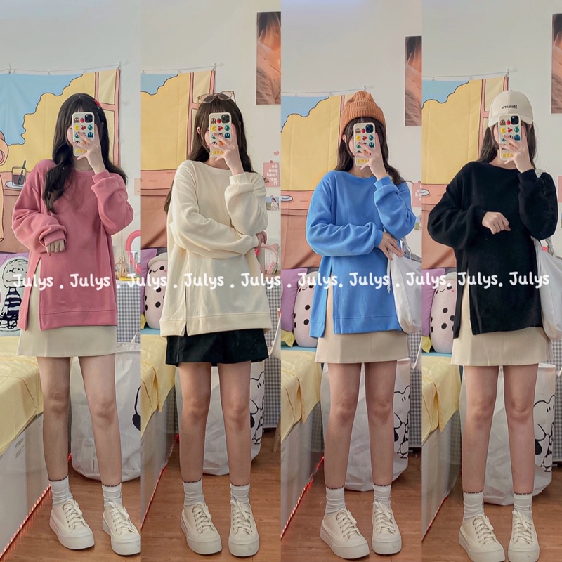 Áo nỉ xẻ một bên tà (ảnh thật shop chụp kèm video) | BigBuy360 - bigbuy360.vn