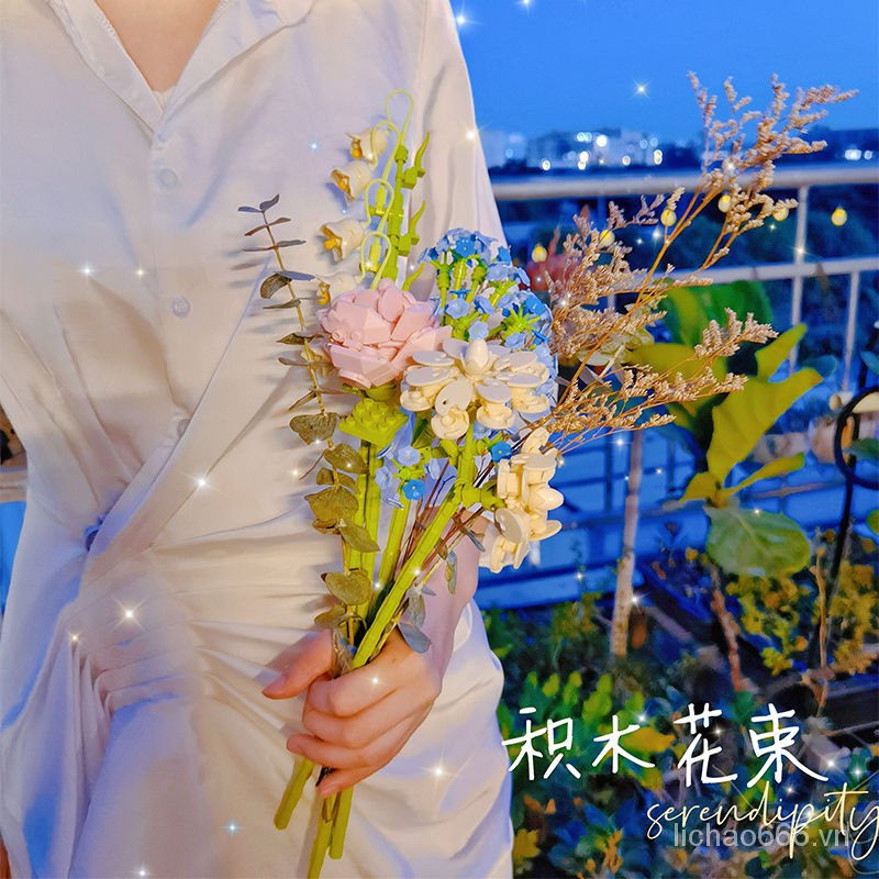 Bộ Đồ Chơi Lắp Ráp lego Hình Bó Hoa Hồng Nhỏ Thích Hợp Làm Quà Tặng Cho Bé Gái