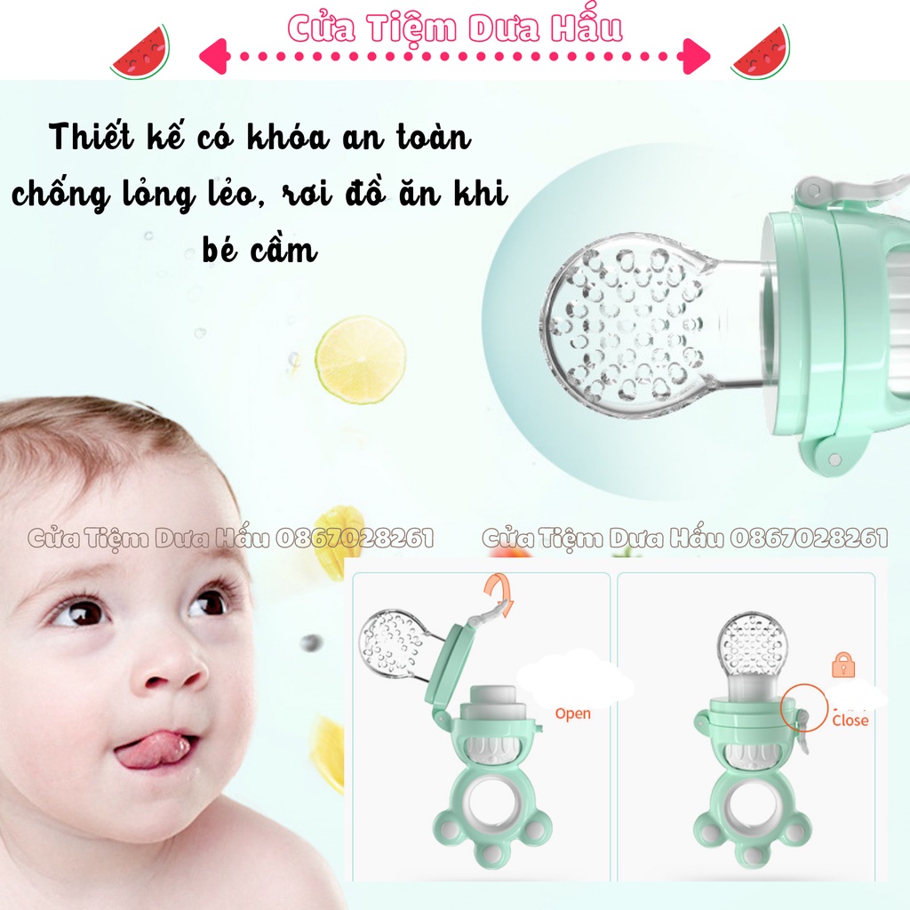 Túi Tập Nhai Ăn Dặm Chống Hóc Silicon Cao Cấp Cho Bé, Túi Gặm Nướu 3 Núm Nhai - Baby Galaxy Official