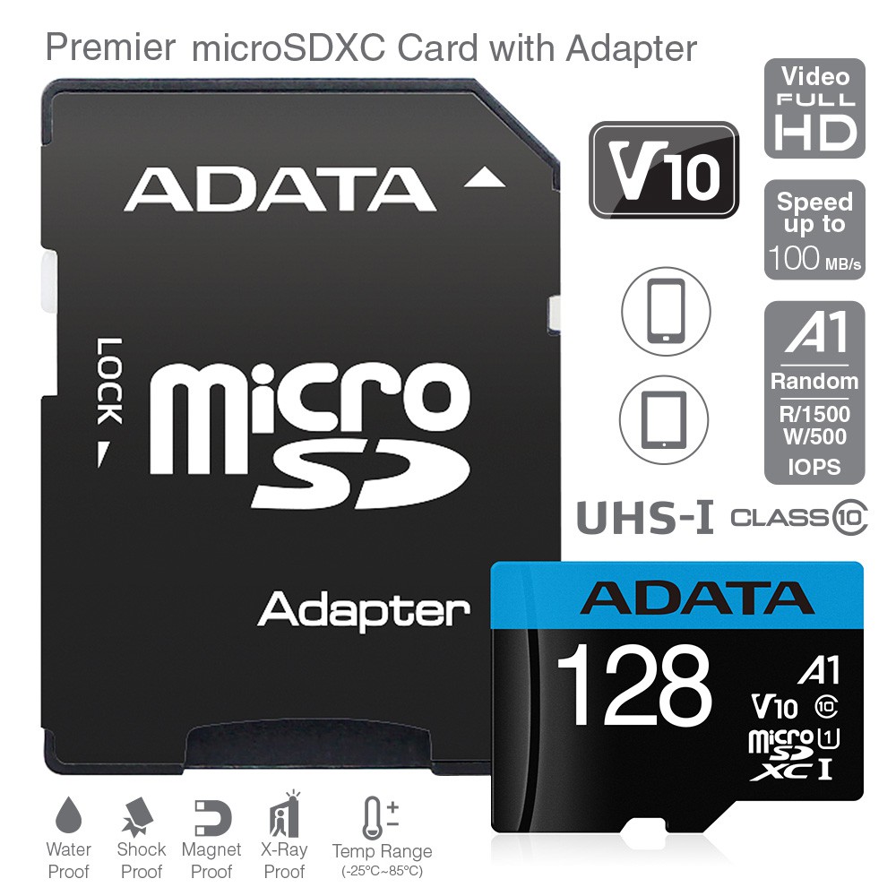 Bộ Chuyển Đổi Adata Micro Sdxc V10 Uhs-i Class10 Premier + 128gb Sd