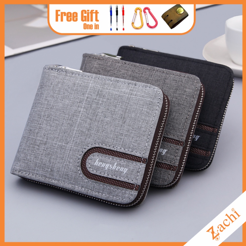 Bóp Ví Nam Vải Canvas Thiết Kế Thời Trang Hiện Đại Trẻ Trung Màu Đen/Xam V36 ZACHI ACCESSORIES