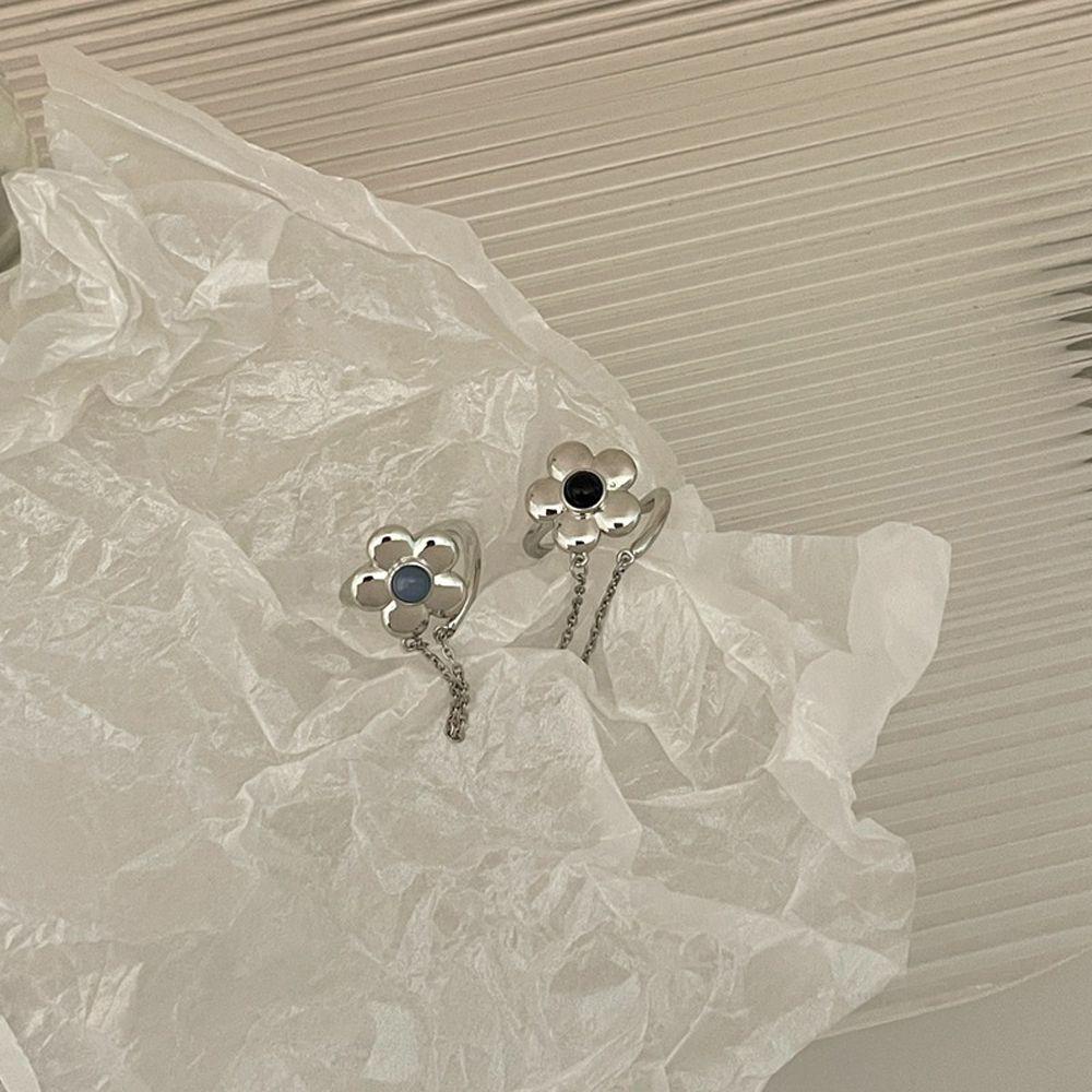 Nhẫn Hở Mạ Vàng / Bạc 2K Mặt Hình Hoa Đơn Giản Thời Trang Cho Nữ