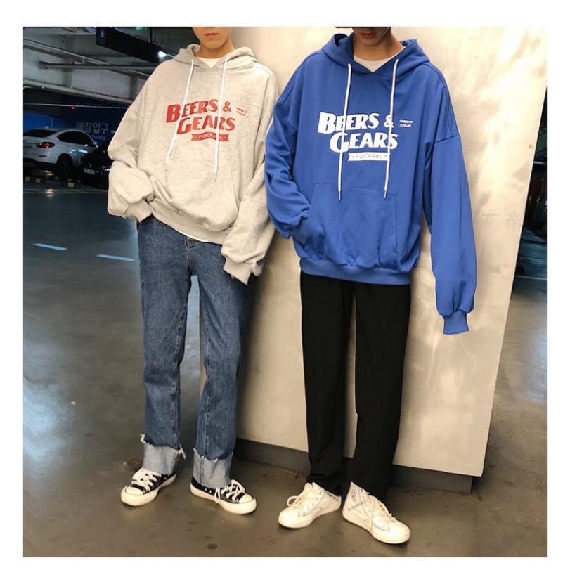 Áo Khoác Hoodie Chống Bụi Cho Nữ Cho Nam LOKI SHOP Có 3 Màu, Nỉ unisex In Hình BEERS & GEARS form rộng | BigBuy360 - bigbuy360.vn