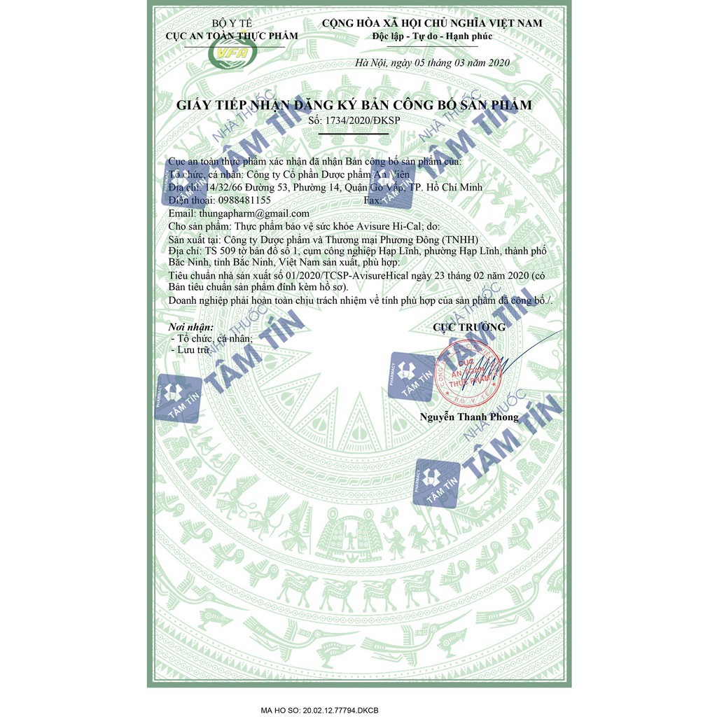 HI-CAL Avisure Canxi Nano tự nhiên cho mẹ bầu