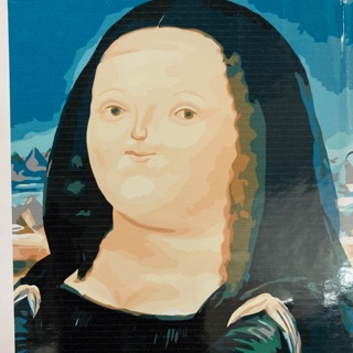 Tranh tô mầu số hoá nàng Monalisa béo 40*50cm, Tranh sơn dầu theo số Monalisa béo