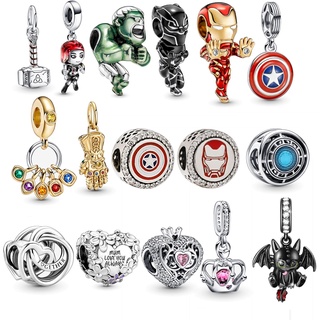 Marvel The Avengers Iron Man Vòng Tay Bạc 925 Công Chúa Disney Pandora Charm Mặt Dây Chuyền Tòn Ten