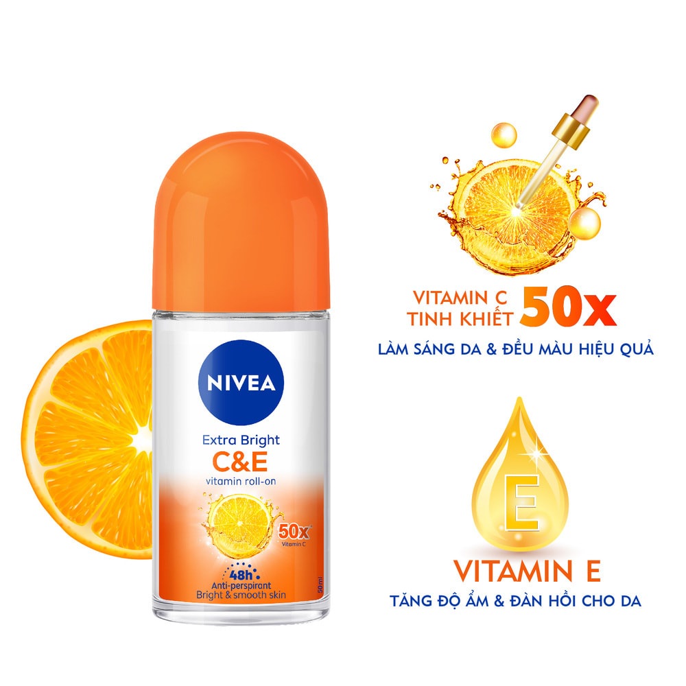 Lăn Ngăn Mùi Nivea Dưỡng Sáng Vitamin C&amp;E 50ml