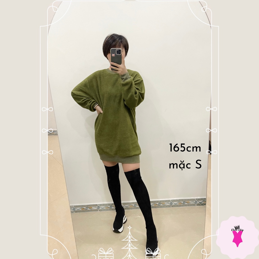 (Xuất xịn) Váy hoodie nữ, nỉ bông xù, dáng oversize trẻ trung, cá tính phong cách Hàn Quốc siêu nhẹ và ấm áp ClaraChip
