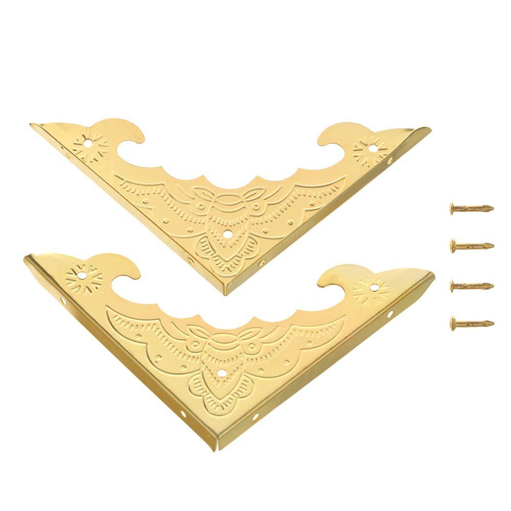 Set 10 Phụ Kiện Trang Trí Góc Hộp Gỗ Bằng Kim Loại Chất Lượng Cao