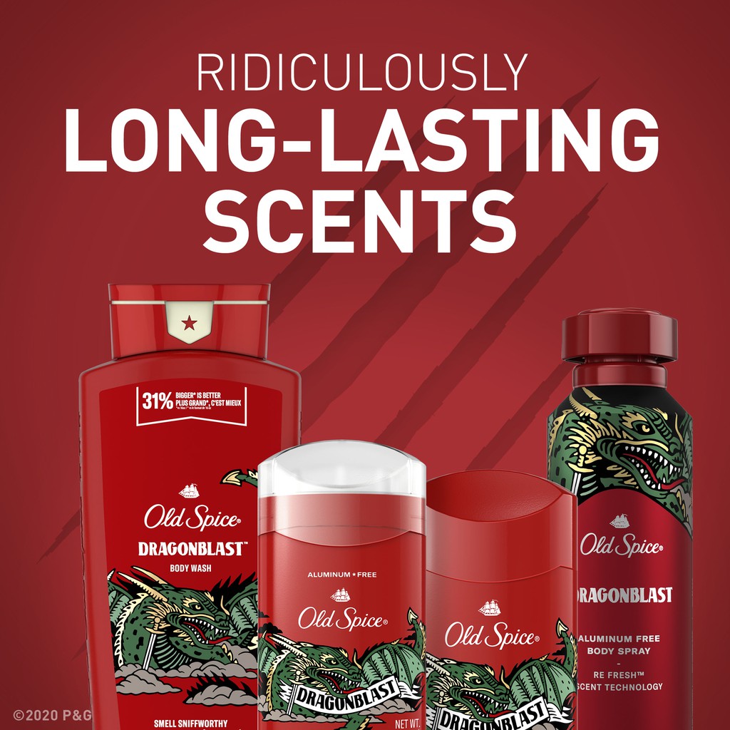 [Hàng AUTH] Xịt Khử Mùi Old Spice Dragonblast Aluminum Free Body Spray Fresh Scent Of Sandalwood &amp; Vanilla 144Gr