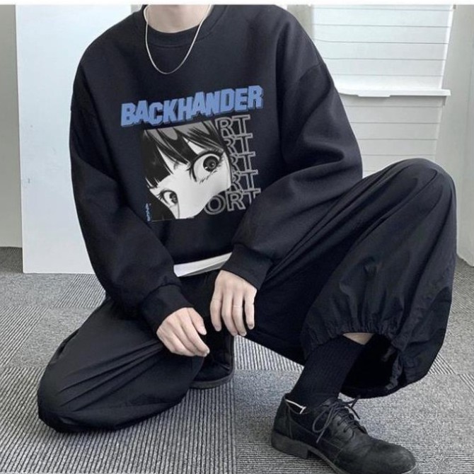 FREESHIP Áo nỉ, Áo Sweater Form Rộng Unisex In Hình BLACKHANDER