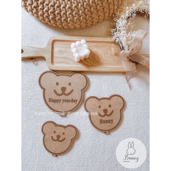 Set 3 mặt gấu khắc tên theo yêu cầu