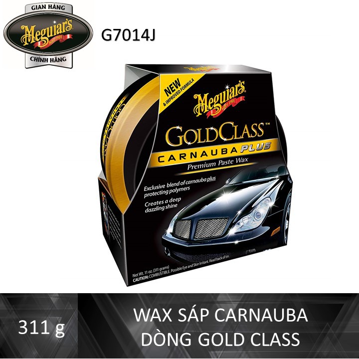 Meguiar's Wax đánh bóng xe dòng Gold Class - Gold Class Carnauba Plus Premium Paste Wax - G7014, 11 oz, 311g