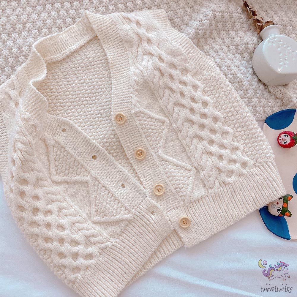 Áo len không tay cổ chữ V cho bé