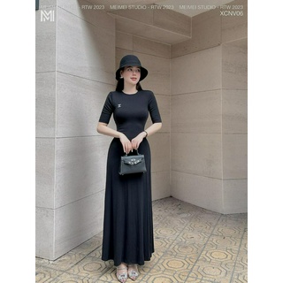 Đầm maxi thun xoắn lưng, Đầm body cộc tay mặc lên tôn dáng, vải thun co giãn thoải mái, mặc đi chơi, đi tiệc | XCNV06