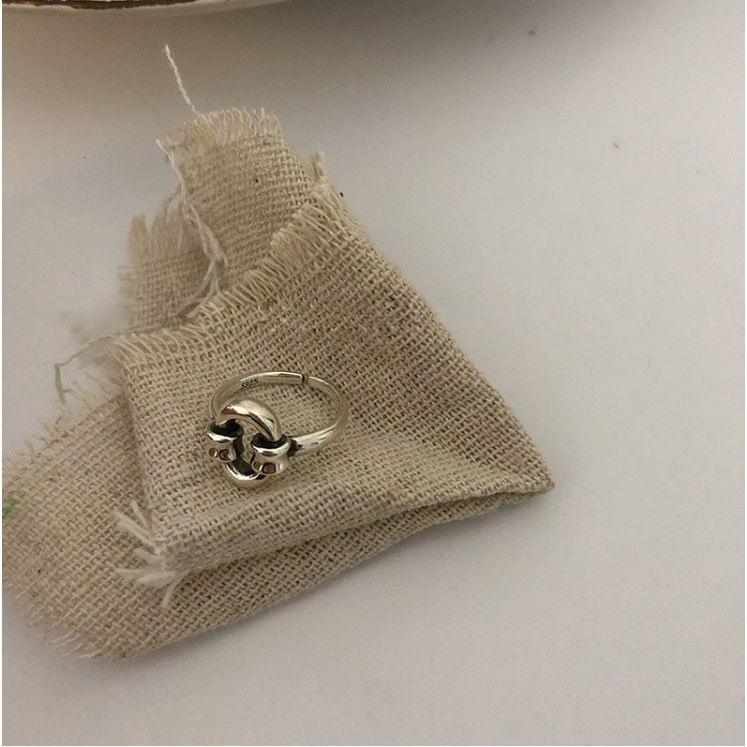 Thời Trang Nhẫn Hở Mạ Bạc Thiết Kế Đơn Giản Phong Cách Retro Cho Cặp Đôi