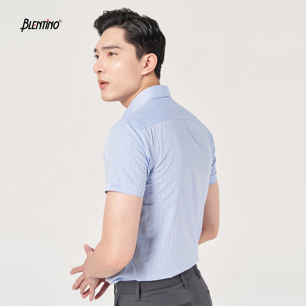 Áo Sơ Mi Nam Ngắn Tay Công Sở BLENTINO BCV07 - Form Dáng Regular Fit, Vải Cotton Trộn Sợi Chống Nhăn