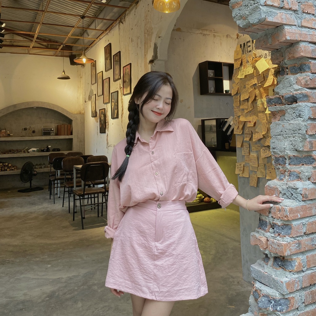 [VIDEO] SET ÁO SƠ MI ĐŨI VÀ CHÂN VÁY CÓ LÓT (ảnh thật)