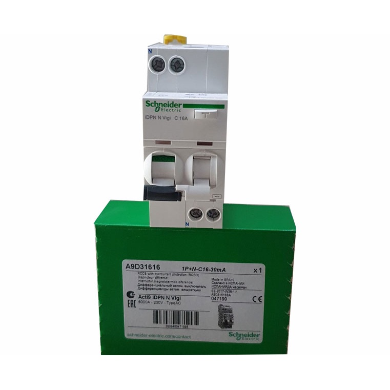 Cầu dao tự động RCBO A9D31606 Schneider - Acti9 RCBO, 1P+N, 6A, 6kA, 30mA