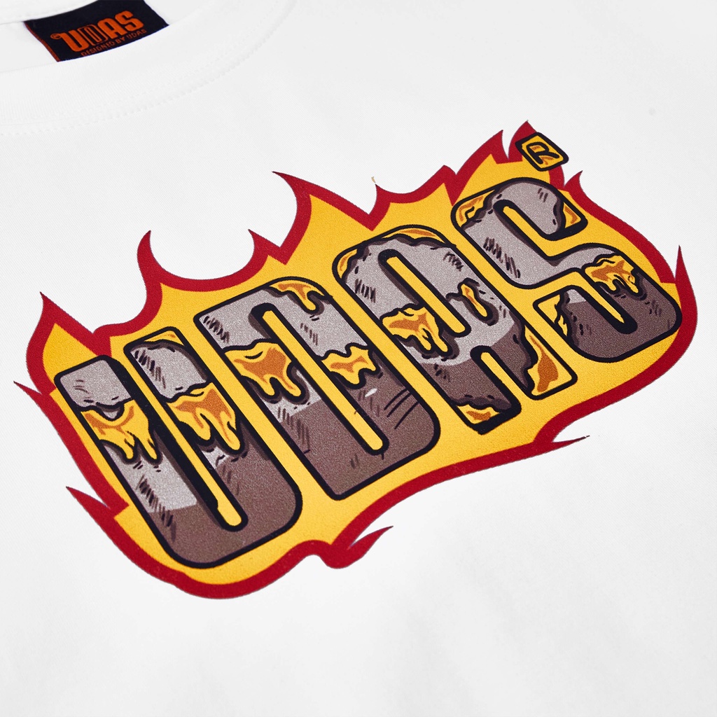 Áo thun tay lỡ UDAS phông Unisex nam nữ Cotton oversize form rộng SMILEY FLAME - Trắng | BigBuy360 - bigbuy360.vn